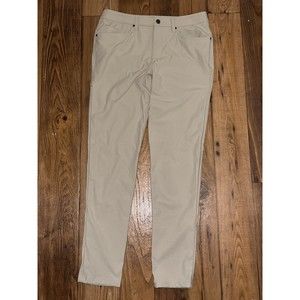 Lululemon ABC Slim-Fit 5 Pocket Pant Warpstreme 33 Waist 34" Inseam Trench Beige